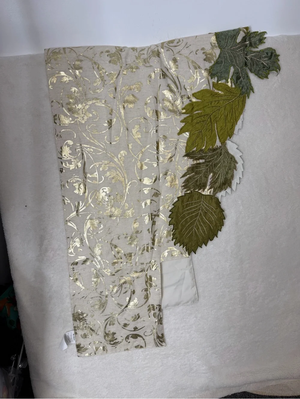 Pier 1 Imports Fireplace Mantel Scarf Harvest Autumn Fall Leaves Decor Linen